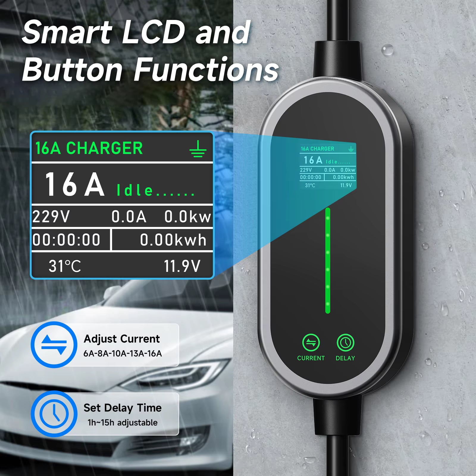 AFEEV 3.5KW Portable Smart Wifi EV Charger Type 2 (Smart Life App)